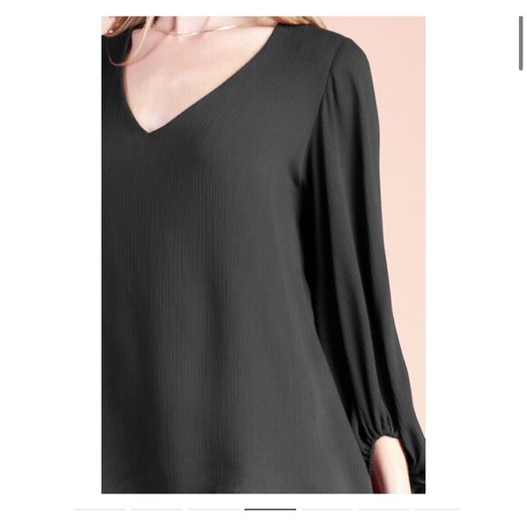 Tyche Black Balloon Sleeve V Neck Womens Blouse Sz S NWT whimseygoth - Picture 2 of 10